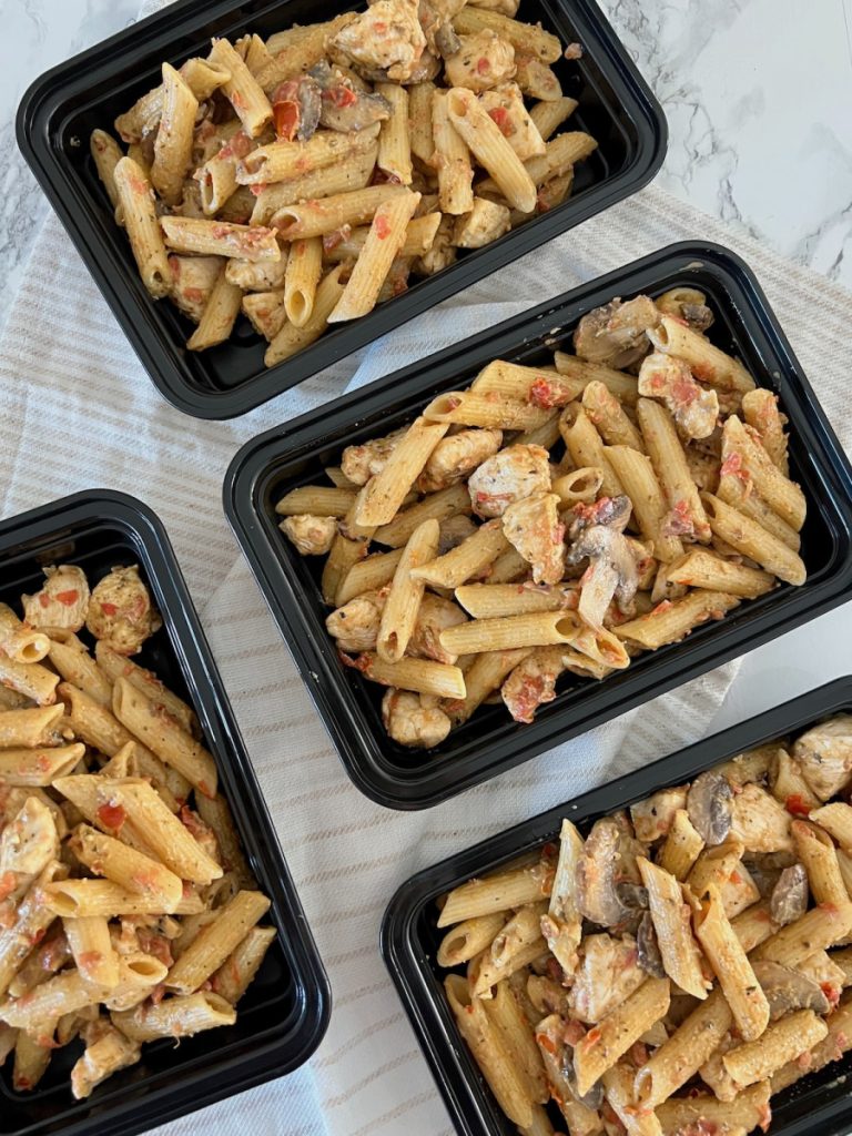 Creamy Chicken Pesto Pasta | High Protein Meal Prep