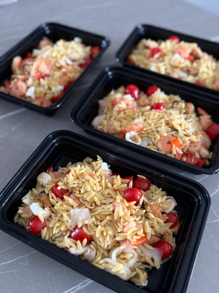 Seafood Orzo with Feta | High-Protein Meal Prep